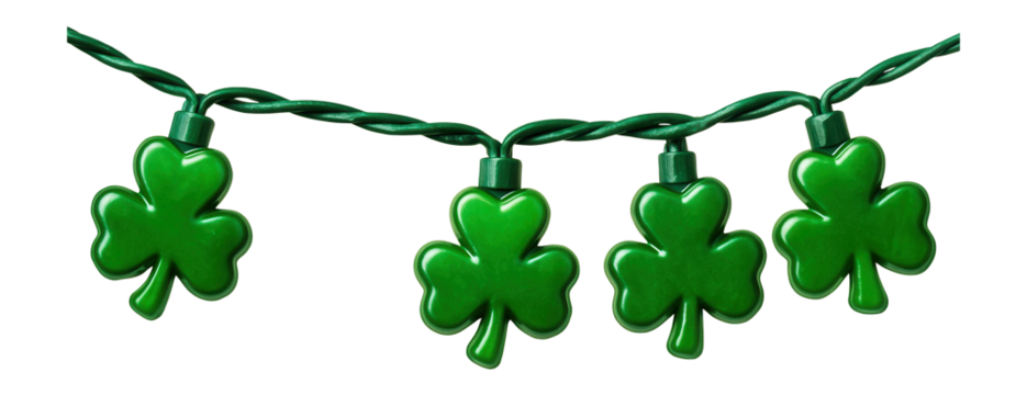 String of shamrock-shaped bulbs with green wire