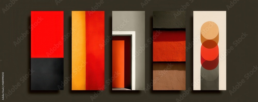Poster modern abstract composition featuring geometric shapes and bold color patterns