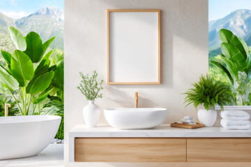 Fototapeta premium Clean and elegant bathroom with a simple vanity