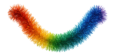 Rainbow tinsel garland with multicolored strands and vibrant look