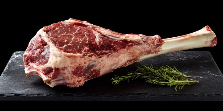 Premium Raw Tomahawk Steak with Rich Marbling, Bone-In, Perfect for Grilling and Gourmet Meals - Powered by Adobe