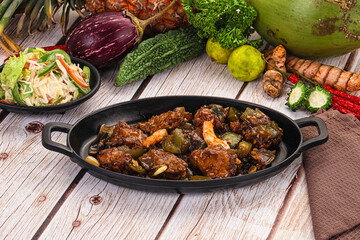 Manchirian breaded prawn with vegetables