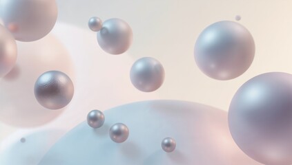 A large number of silver and gold spheres floating in the air