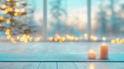 Relaxing yoga session with candles and bokeh lights cozy indoor space serenity and calm morning ambiance