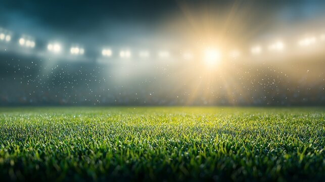 Exciting sports event under stadium lights soccer field digital image dramatic atmosphere low angle view athletic competition - Powered by Adobe