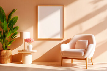 Tranquil reading nook featuring a cozy plush armchair