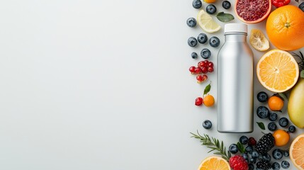 Refreshing beverage preparation with fresh fruits kitchen countertop food photography bright setting overhead view healthy lifestyle