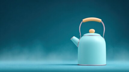 Obraz premium A blue tea kettle sits on a blue table