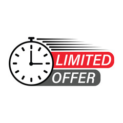 Urgent Limited Time Offer Label with Stopwatch Icon – Vector Promotion Banner