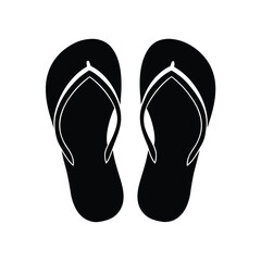 Simple Black and White Flip Flop Sandals Summer Icon Graphic Design