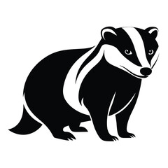 Monochrome Badger Illustration Elegant Animal Drawing Striking Black and White Wildlife Image Artistic Silhouette Design Nature Inspired Graphics © Bablu