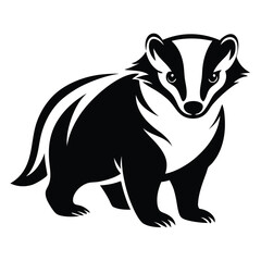 Fototapeta premium A Bold Badger Illustration Striking a Pose Black and White Graphic Representation of a Mammal Wildlife and Nature