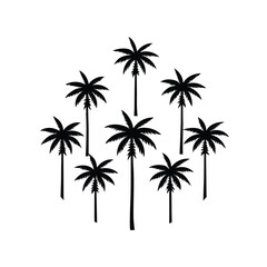 Fototapeta premium Silhouette Tropical Palm Trees Graphic Design Element: Black and White Minimalist Illustration