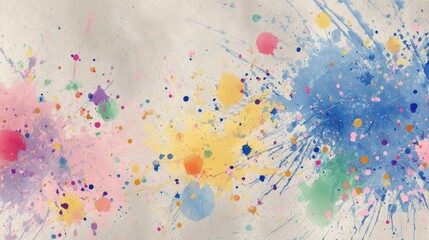 Colorful Paint Splashes and Drips on Textured Background Surface
