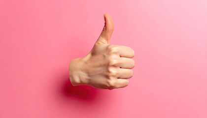 Pink Background Thumbs Up Hand Gesture