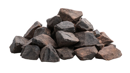 Obraz premium Pile of Dark Grey and Brown Rocks on Transparent Background