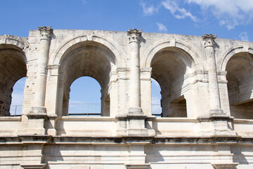View of the exterior of the Roman Amphitheater in Arles, Provence-Alpes-C&ocirc;te d'Azur, France  