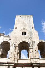 View of the exterior of the Roman Amphitheater in Arles, Provence-Alpes-C&ocirc;te d'Azur, France  