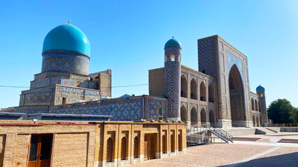 Registan is the pearl of Uzbekistan. Tillya-Kori Madrasah on the main square of Samarkand. The...