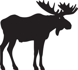 Moose Silhouette Standing Tall Majestic Wildlife Icon and Symbol for Wilderness Adventure and Nature Exploration Projects