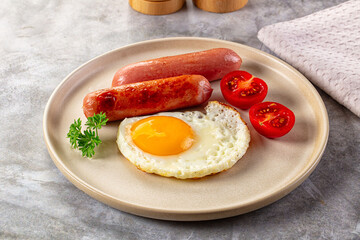 Breakfast with egg and sausages