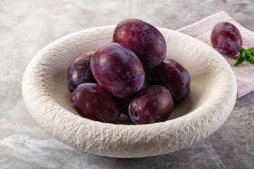 Ripe sweet fresh juicy plums