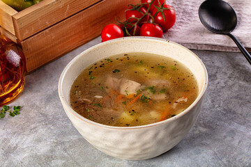 Chicken homemade soup with potato