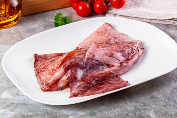 Raw fresh calamari for cooking