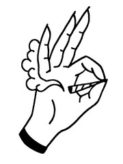 Obraz premium Hand holding a smoking cigarette with okay sign