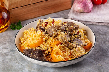 Traditional couscous with lamb and vegetables