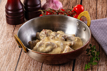 Beef stroganoff stew meat with cream