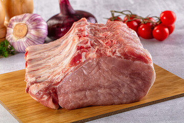 Raw pork loin with bone