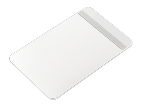 Rectangular transparent label with adhesive strip