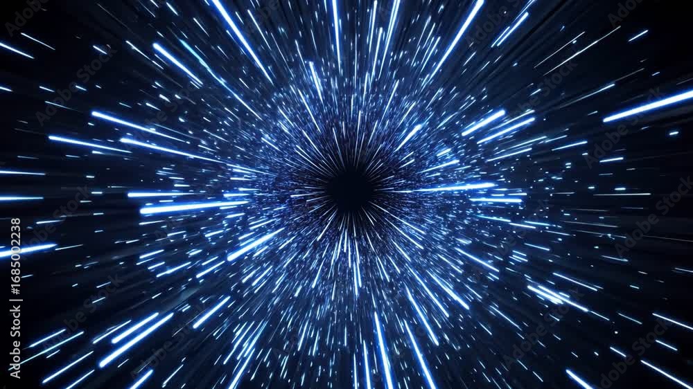 Poster a stunning abstract representation of light beams radiating from a central point, creating an illusi