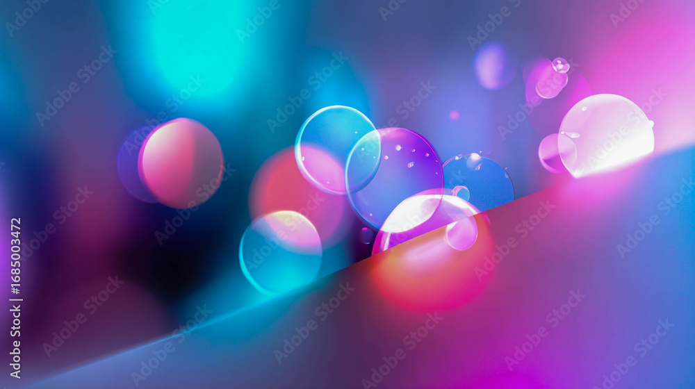 Poster minimalistic pastel gradient with glowing bokeh circles, creating a dreamy abstract background