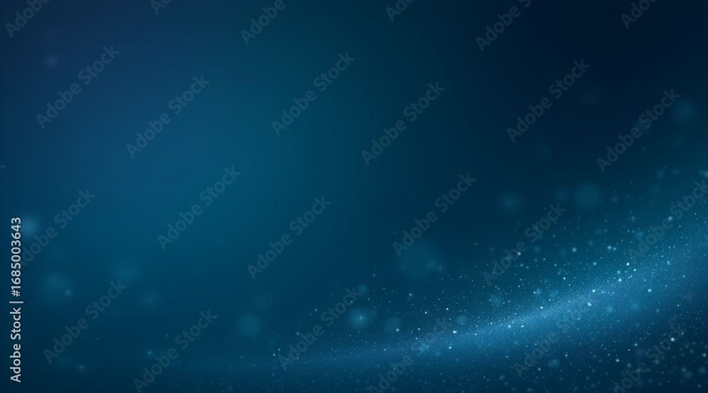 Poster elegant deep blue gradient background with subtle sparkling particles and light streaks