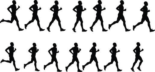 Silhouette of man running, jogging exercise, fitness training, athletic lifestyle, sports workout, healthy activity, outdoor cardio endurance, active movement