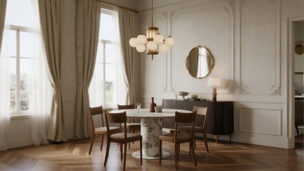 Elegant Dining Room with Classic Furniture and Natural Light
