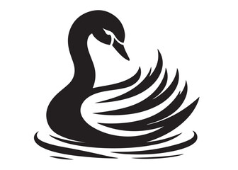 swan logo silhouette vector, swan vector illustration silhouette, swimming swan logo silhouette, goose bird silhouette vector, animal wildlife swan logo silhouette vector on white background 