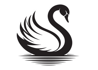 swan logo silhouette vector, swan vector illustration silhouette, swimming swan logo silhouette, goose bird silhouette vector, animal wildlife swan logo silhouette vector on white background 