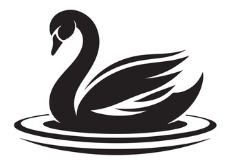 swan logo silhouette vector, swan vector illustration silhouette, swimming swan logo silhouette, goose bird silhouette vector, animal wildlife swan logo silhouette vector on white background 