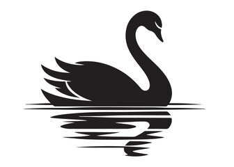 swan logo silhouette vector, swan vector illustration silhouette, swimming swan logo silhouette, goose bird silhouette vector, animal wildlife swan logo silhouette vector on white background 