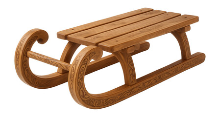 Wooden sled with decorative elements
