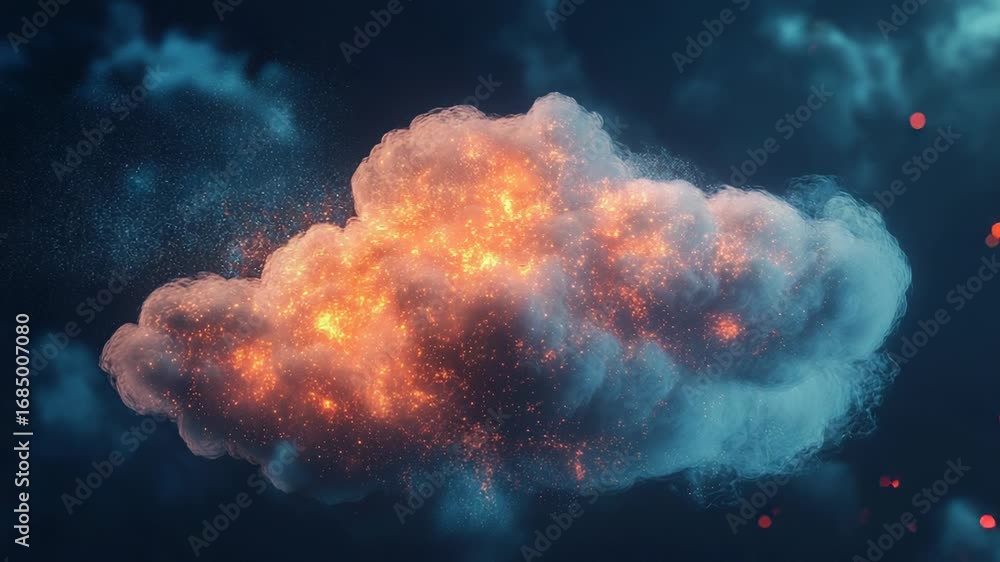 Poster glowing cloud computing is changing modern technology with futuristic data storage