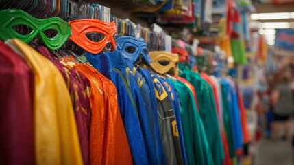 Obraz premium Colorful Clothing Rack Display with Vibrant Garments and Fashion Retail
