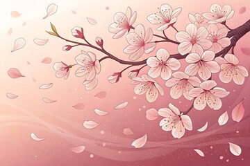Delicate cherry blossoms in full bloom create a dreamy, romantic atmosphere perfect for spring designs