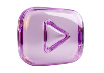 violet play button 3d isolated transparent PNG