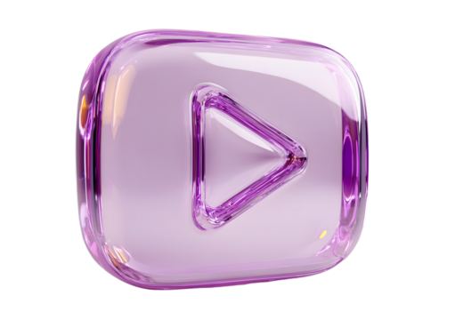 violet play button 3d isolated transparent PNG
