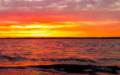 Sunrise or sunset over Baltic Sea.