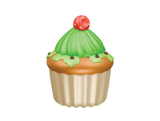 matcha muffin icon 3d illustration render